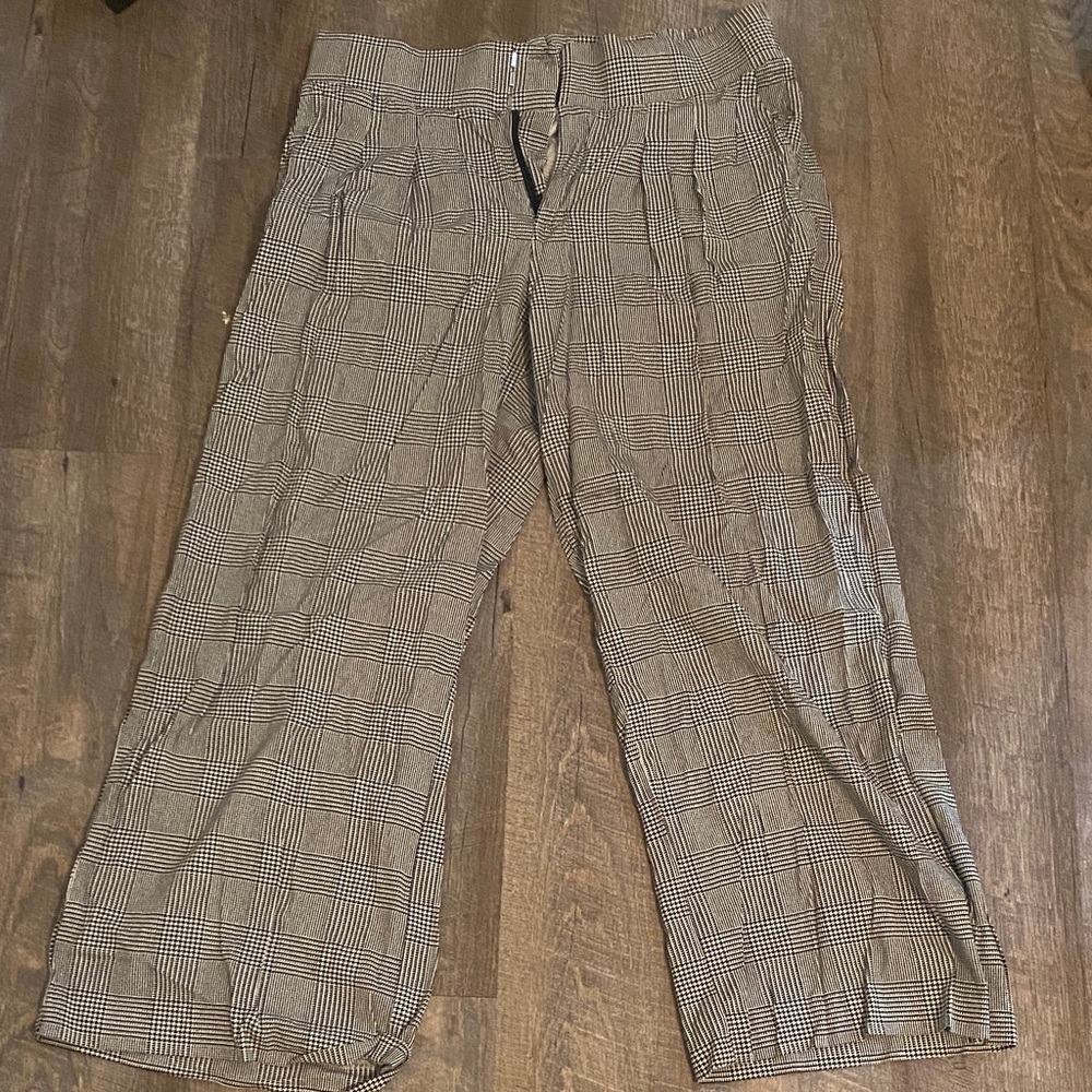 Torrid Women's Checkered Wide Leg Pants - Brown and Black